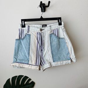BDG Striped High Waist Shorts